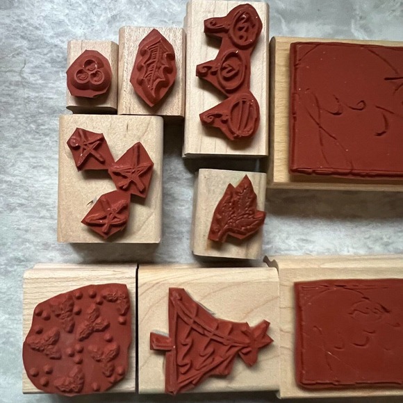 Stampin’ Up! Vintage 2000 & 2003 Christmas Holiday Sprit Stamp Set Of 9 Stamps - Picture 11 of 14